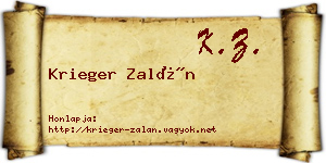 Krieger Zalán névjegykártya