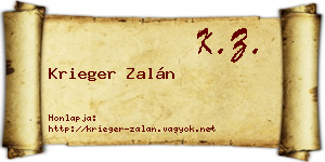 Krieger Zalán névjegykártya